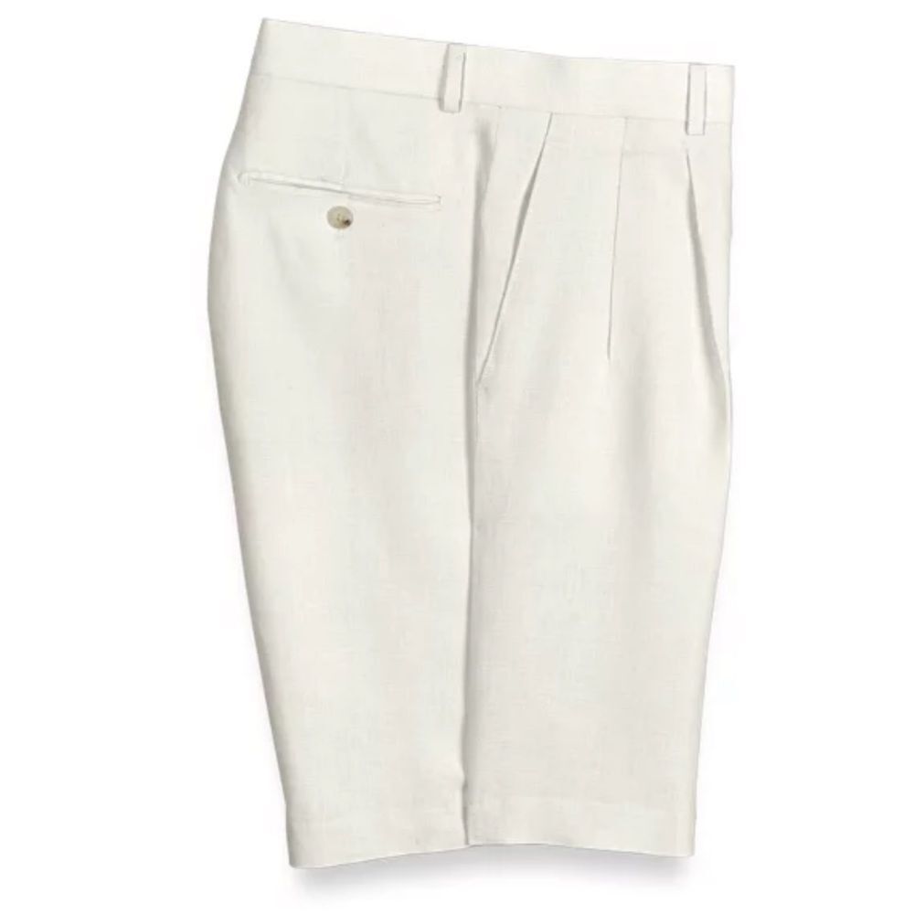 PAUL FREDRICK 100% Pleat Front Linen 6” Shorts 48